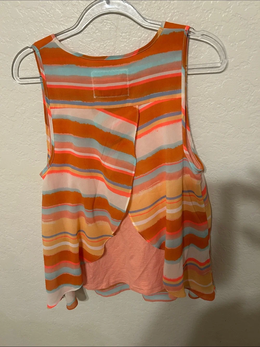 🧩Meadow Rue Anthropologie Orange Striped sleeveless Tank Top size M GUC